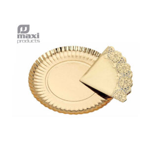 Bandeja carton redonda con blonda oro Ø 230 mm 1 ud Maxi