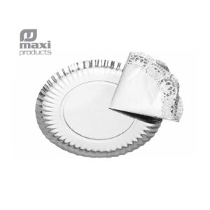 Bandeja redonda con blonda plata Ø 230 mm 1 ud Maxi