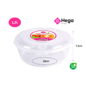 Fiambrera Moscu redonda  Ø18 x 7,5cm (1.2L) Hega Hogar