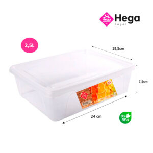 Fiambrera Practic rectangular 24x19,5x7,5cm (2,5L) Hega Hogar