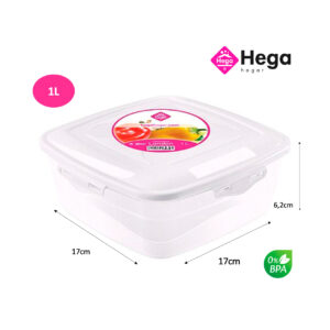 Fiambrera London cuadrada 17×17×6,2cm (1L) Hega Hogar