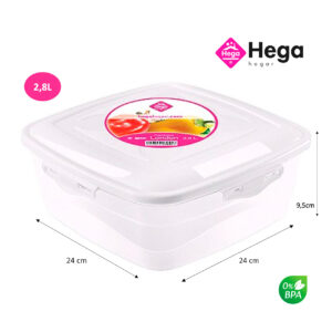 Fiambrera London cuadrada 24×24×9,5cm (2,8L) Hega Hogar