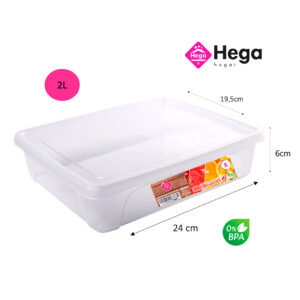 Fiambrera Practic rectangular baja 24x19,5x 6cm(2L) Hega Hogar
