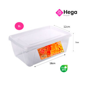 Fiambrera Practic rectangular 18x12x7cm (1L) Hega Hogar