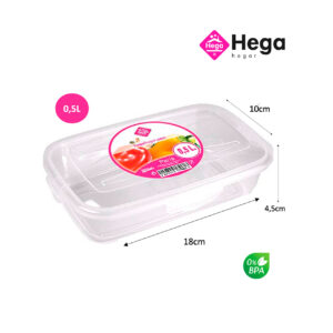 Fiambrera Paris rectangular 18×10×4,5cm (0.5L) Hega Hogar