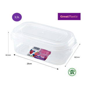 Taper rectangular Elba micro natural 29×16,5×10,5cm(3,5L)Great Plastic