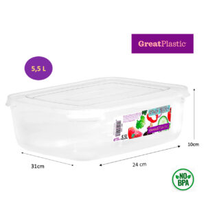 Táper rectangular Danubio micro natural 31×24×10cm (5,5L) Great Plastic