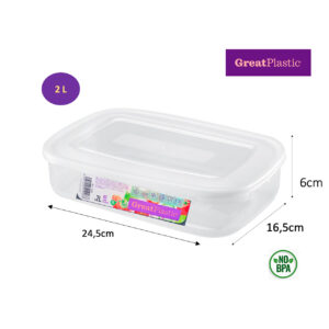 Táper rectangular Danubio micro natural 24,5x16,5x6cm (1.85L) Great Plastic