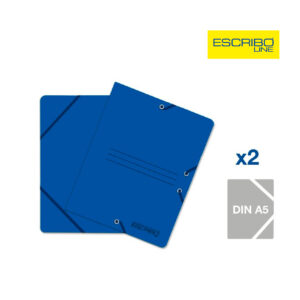Carpetas cartón con gomas azul  Din A5 Escribo set de 2 carpetas