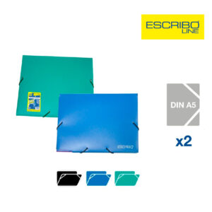 Carpetas de polipropileno con gomas Din A5 colores opacos Escribo set 2 carpetas