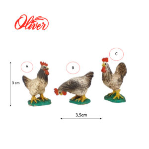 Figuras Gallinas para belén navideño 3,5x3cm Oliver 3 modelos para elegir