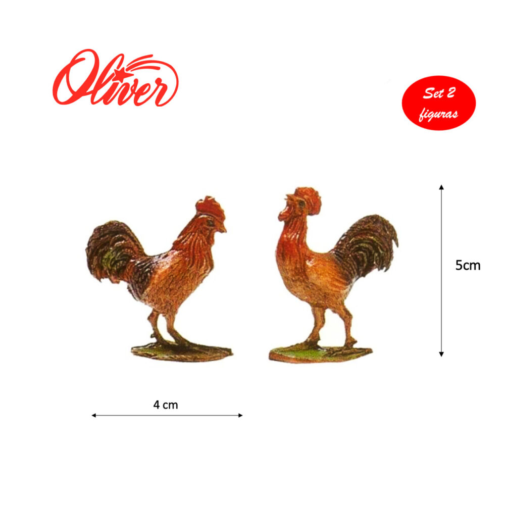 Figuras Gallos para belén navideño 4x5cm Oliver set 2 uds - Bazar ...