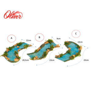 Tramos de rio con piedras y plantas para belén navideño Oliver