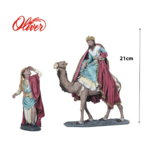 Rey rubio y paje 21cm Marmolina para belén navideño Oliver