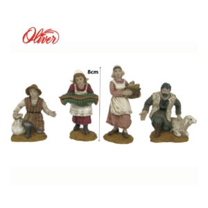 Figuras Pastores de belén navideño 8cm Oliver set 4uds