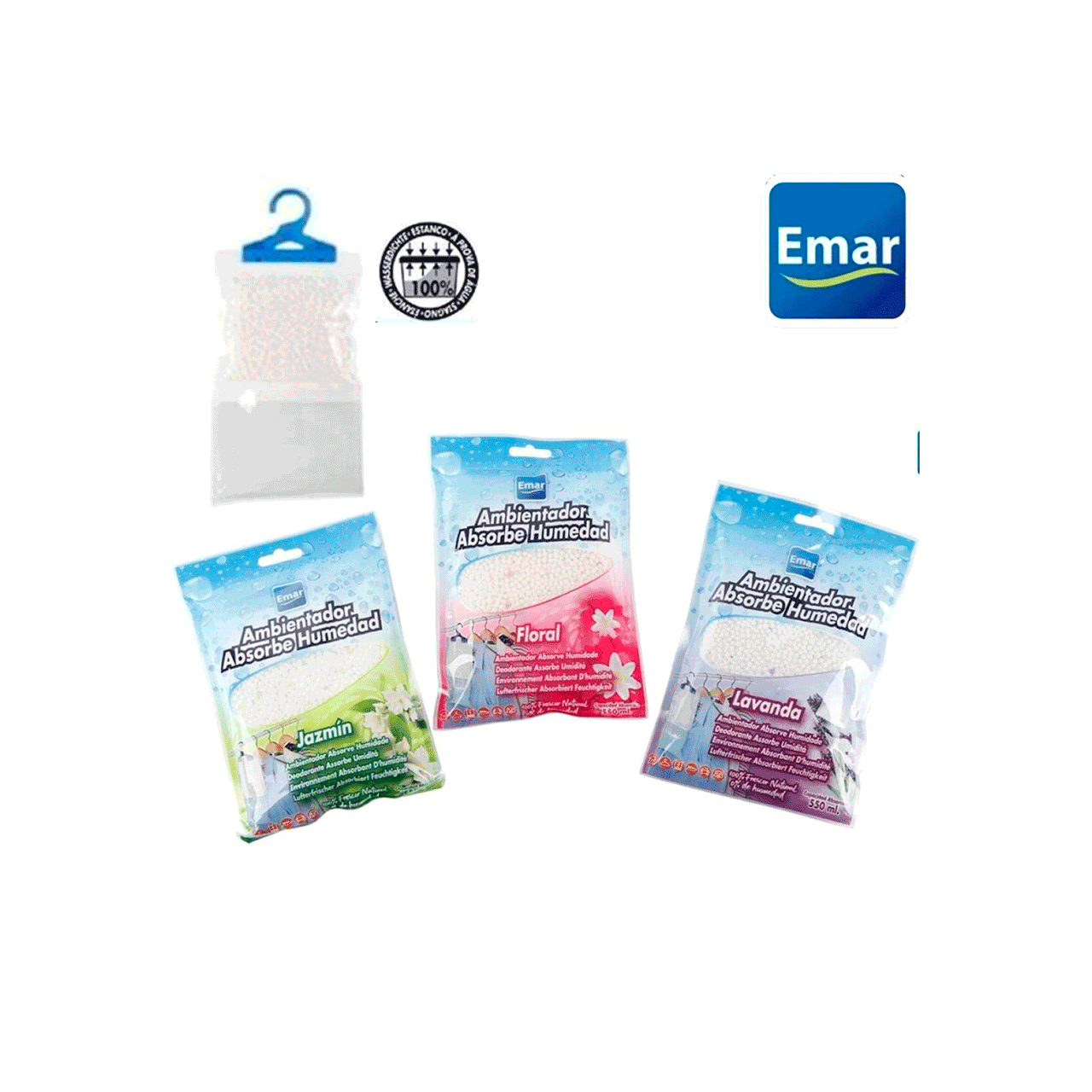 Absorbe humedad y ambientador 100ml colgar armarios surtido Emar