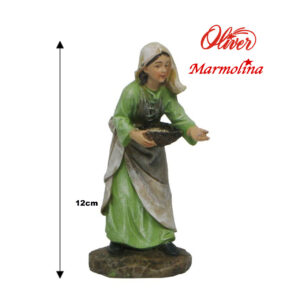 Figura de pastora con cuenco Marmolina para belén navideño 12cm Oliver