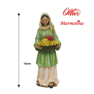 Figura de pastora con fruta Marmolina para belén navideño 12cm Oliver