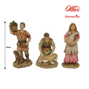 Figuras de pastores Marmolina para belén navideño 12cm Oliver caja 3 figuras