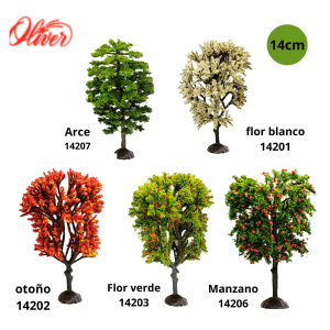 Arbol arce,flor blanca,otoño,flor verde,manzano 14cm para belén navideño Oliver