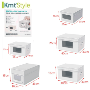 Caja almacenamiento con ventana tela variedad tamaño KmtStyle