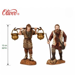 Set 2 Figuras de Pastores Oliver 12 cm – Pastor con Ollas para Belén