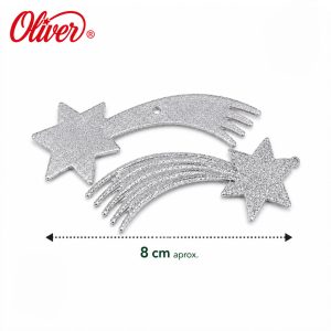Estrellas de Navidad Oliver Plateadas 8 cm – Pack 2 Estrellas de Oriente
