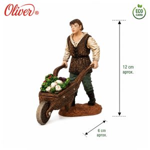 Figura Carretillero con Carretilla Oliver 12 cm para Belén
