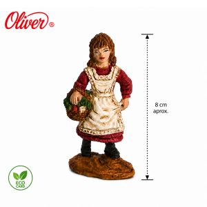 Figura de niña con Cesta Oliver 8 cm Eco Card para Belén