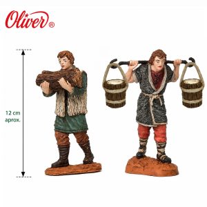 Set 2 Figuras de Pastores Oliver 12 cm de Durexina – Pastor con Cubos para Belén